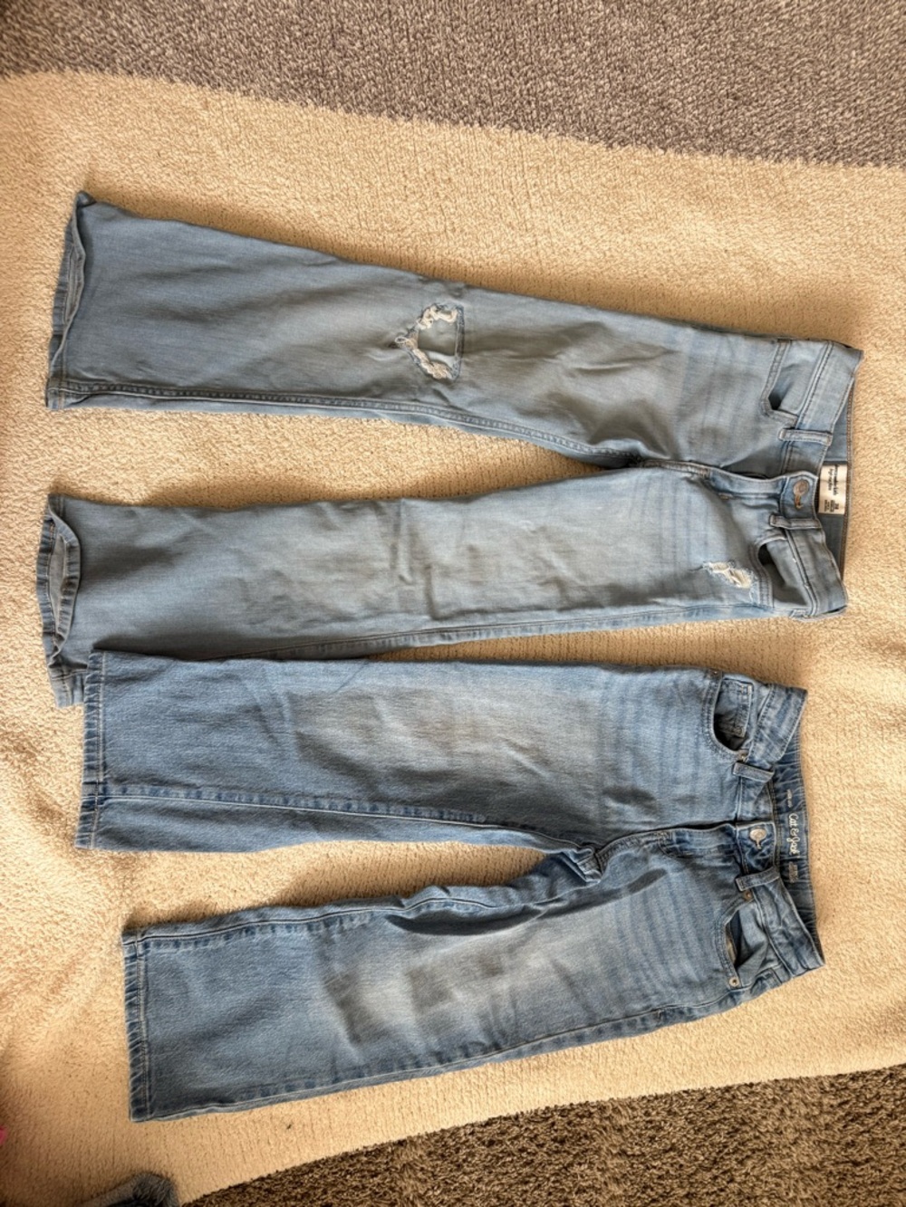 abercrombie kids light blue high rise flare jeans